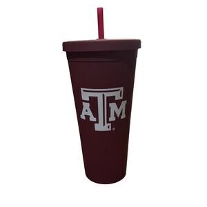 Texas A&M Aggies 22oz BPA Free Tumbler Cup With Straw Maroon NCAA New Other